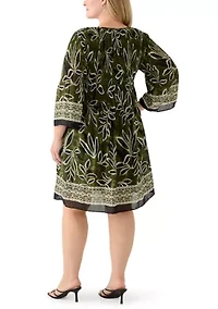 Plus Long Bell Sleeve Pleater Mini Dress