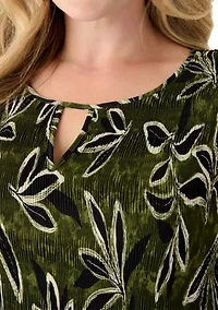 Plus Long Bell Sleeve Pleater Mini Dress