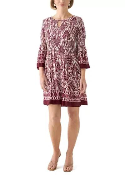 Women's Long Bell Sleeve Pleater Mini Dress