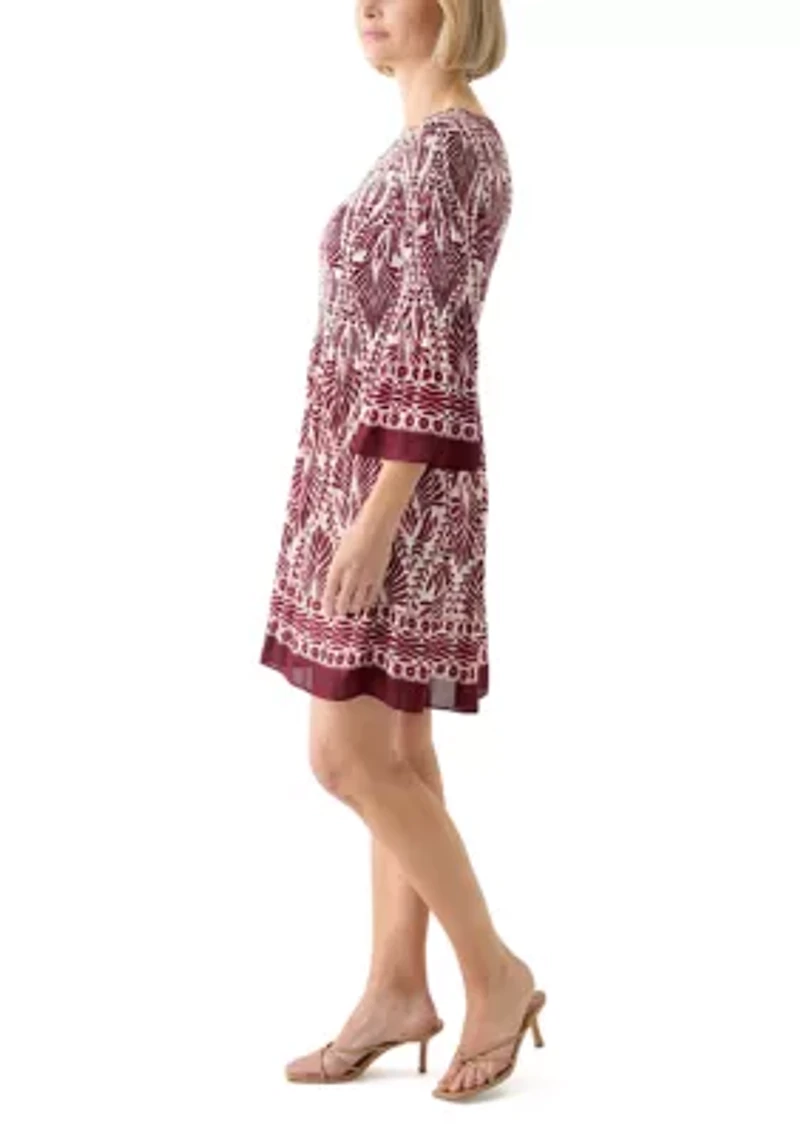 Women's Long Bell Sleeve Pleater Mini Dress