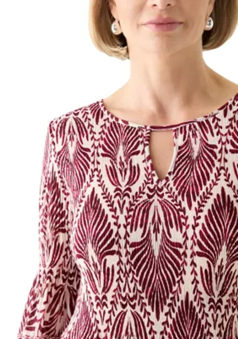 Women's Long Bell Sleeve Pleater Mini Dress