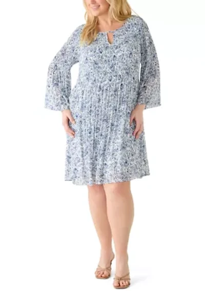 Plus V-Neck Print Dress