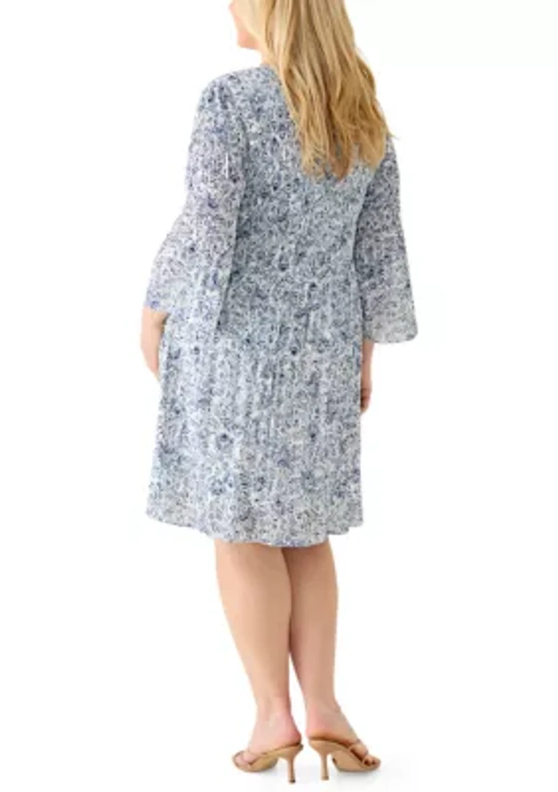 Plus V-Neck Print Dress