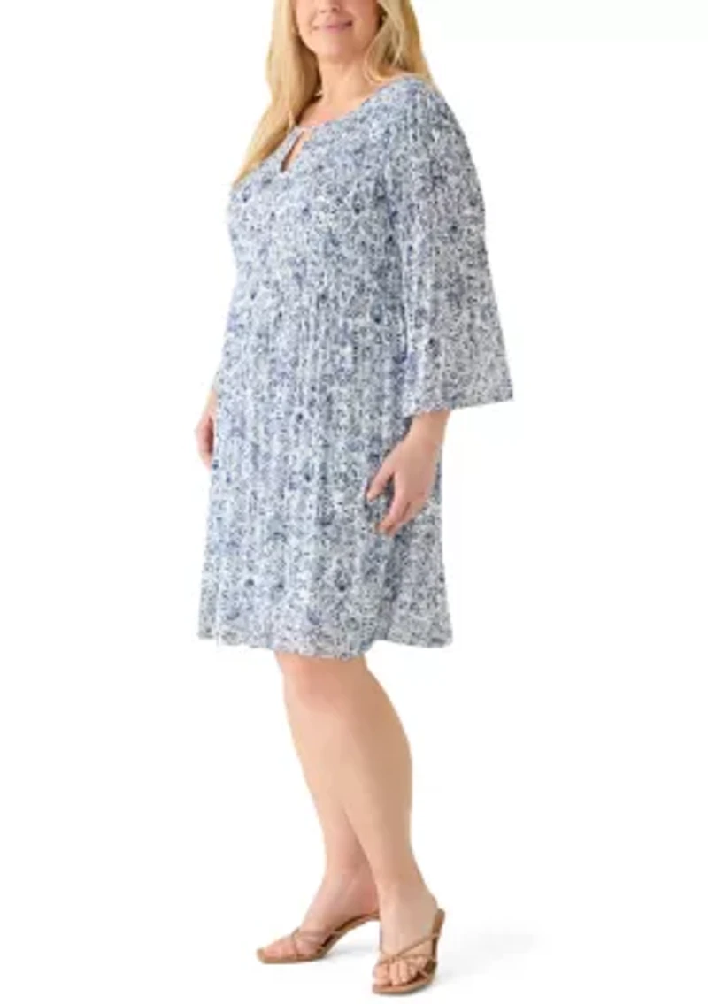 Plus V-Neck Print Dress