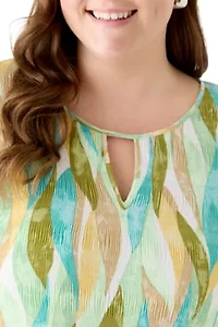 Plus Long Bell Sleeve Keyhole Neck Dress