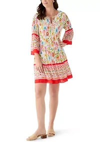 Women's Long Sleeve Chiffon Pleated Mini Dress