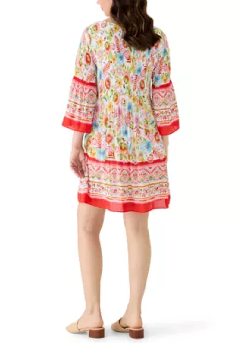 Women's Long Sleeve Chiffon Pleated Mini Dress