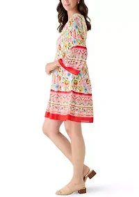 Women's Long Sleeve Chiffon Pleated Mini Dress