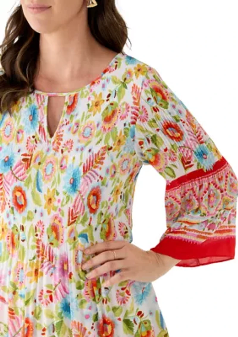 Women's Long Sleeve Chiffon Pleated Mini Dress