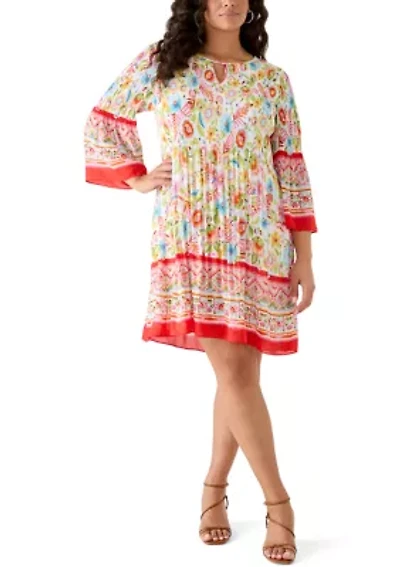 Plus Keyhole Neck A-Line Dress