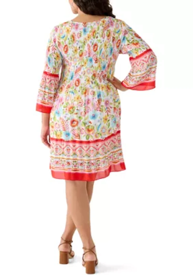 Plus Keyhole Neck A-Line Dress