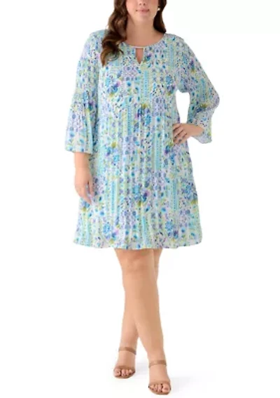 Plus Long Bell Sleeve V-Neck Dress