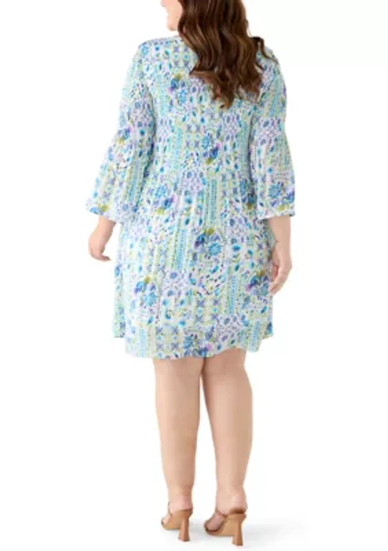 Plus Long Bell Sleeve V-Neck Dress