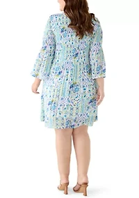 Plus Long Bell Sleeve V-Neck Dress