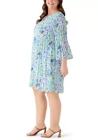 Plus Long Bell Sleeve V-Neck Dress