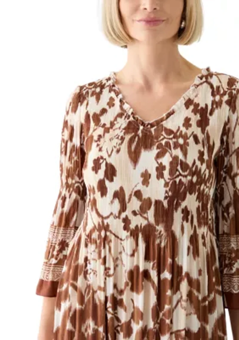 Women's 3/4 Bell Sleeve Pleater Mini Dress