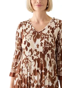 Women's 3/4 Bell Sleeve Pleater Mini Dress