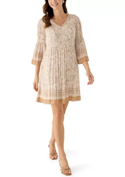 Women's Long Sleeve Pleated Mini Dress