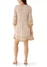 Women's Long Sleeve Pleated Mini Dress