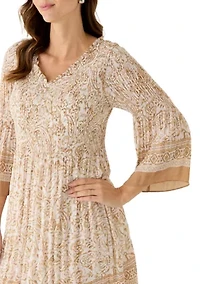 Women's Long Sleeve Pleated Mini Dress