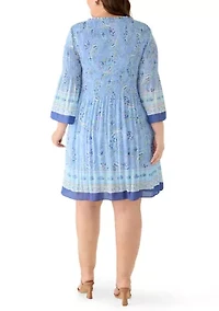 Plus Long Bell Sleeve V-Neck Dress