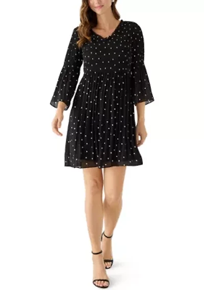 Women's 3/4 Sleeve V-Neck Mini Dress