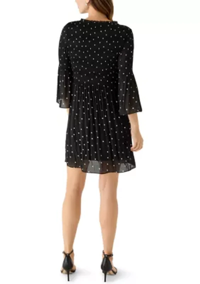 Women's 3/4 Sleeve V-Neck Mini Dress