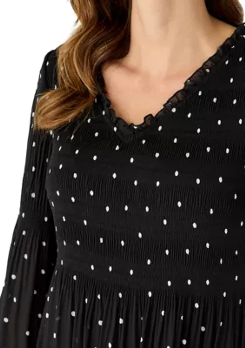 Women's 3/4 Sleeve V-Neck Mini Dress