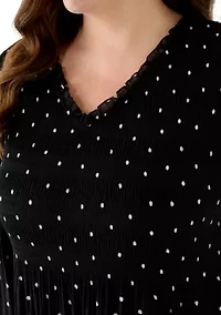 Plus V-Neck Mini Dress