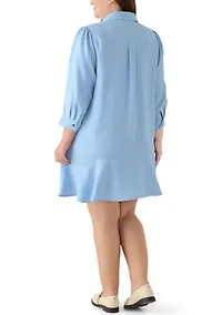 Plus 3/4 Sleeve Ruffle Hem Mini Dress