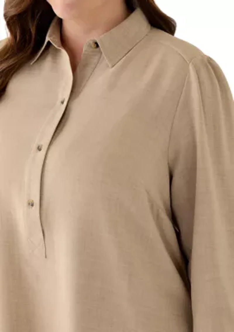 Plus 3/4 Sleeve Ruffle Hem Mini Dress