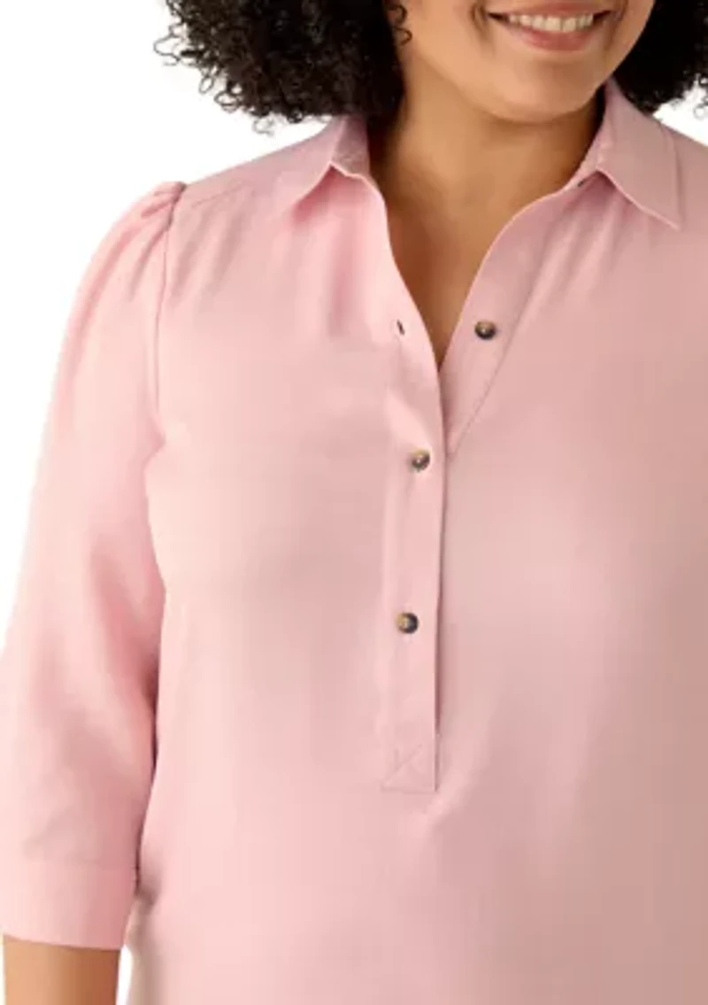 Plus 3/4 Sleeve Ruffle Hem Mini Dress