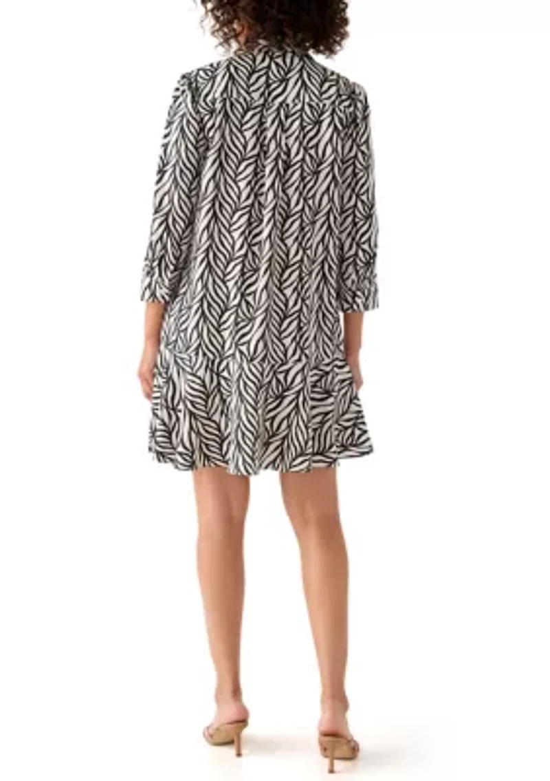 Women's 3/4 Sleeve Ruffle Hem Mini Dress