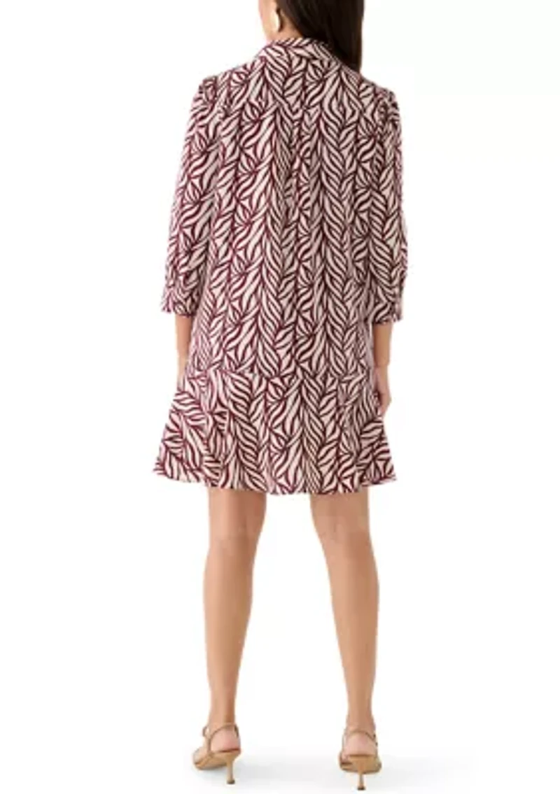 Women's Long Sleeve Ruffle Hem Mini Dress