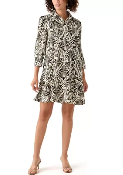 Women's 3/4  Sleeve Ruffle Hem Dress
