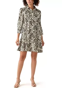 Women's 3/4  Sleeve Ruffle Hem Dress