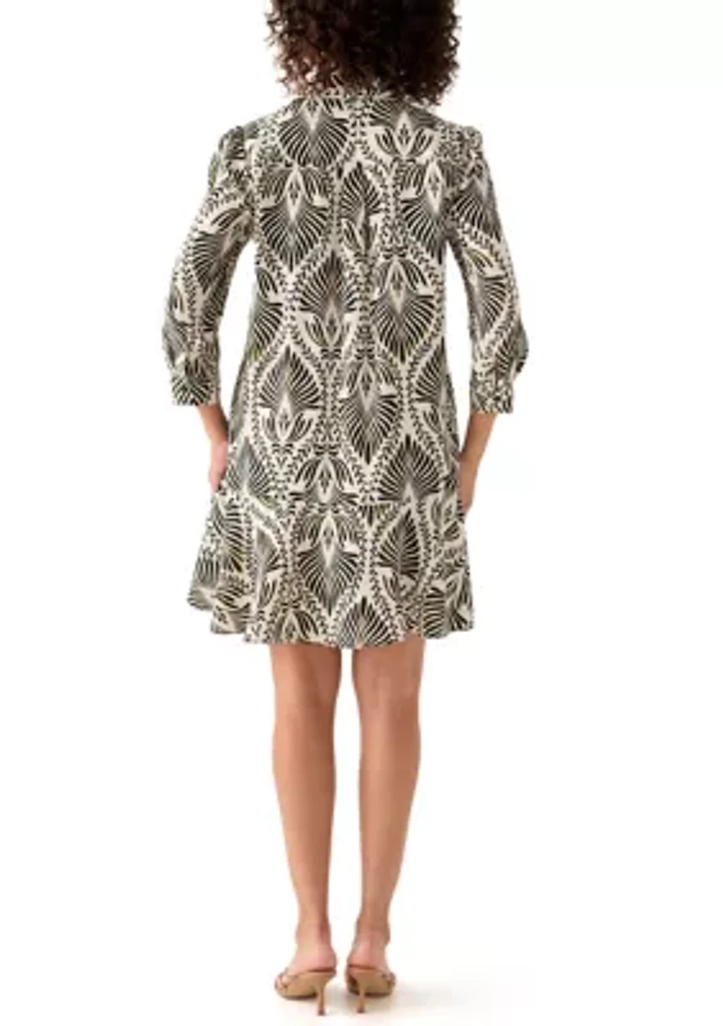 Women's 3/4  Sleeve Ruffle Hem Dress