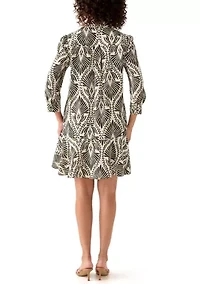 Women's 3/4  Sleeve Ruffle Hem Dress