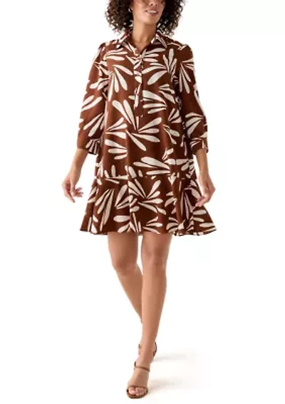 Women's Long Sleeve Ruffle Hem Mini Dress