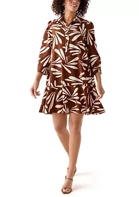 Women's Long Sleeve Ruffle Hem Mini Dress