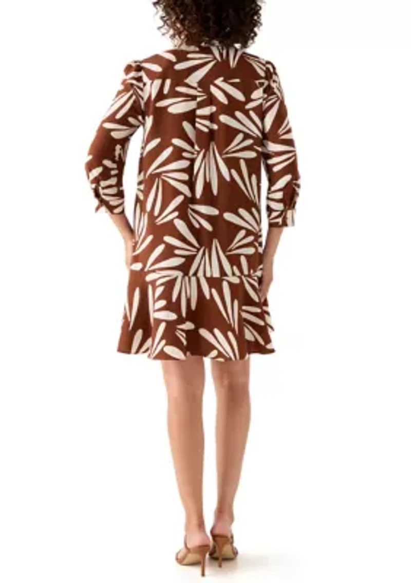 Women's Long Sleeve Ruffle Hem Mini Dress