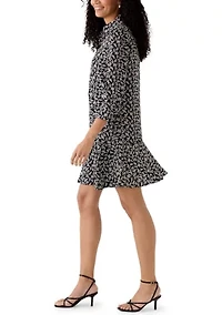 Women's Long Sleeve Ruffle Hem Mini Dress
