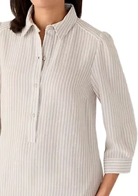 Women's Seersucker Long Sleeve Ruffle Mini Dress