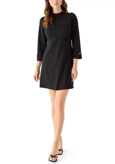 Women's 3/4 Sleeve Mock Neck A-Line Mini Dress