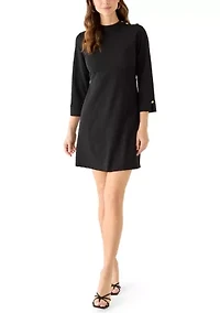 Women's 3/4 Sleeve Mock Neck A-Line Mini Dress