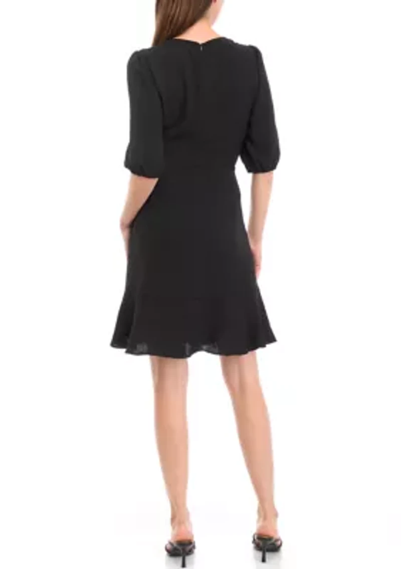 Women's V-Neck Airflow Jacquard Fit and Flare Dress