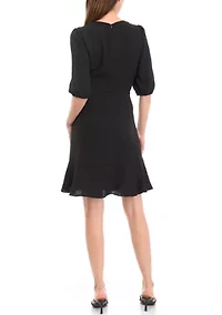 Women's V-Neck Airflow Jacquard Fit and Flare Dress