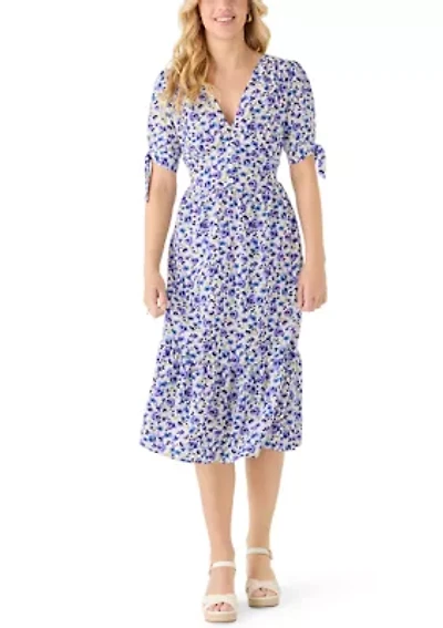 Women's Button Front Floral Midi Dress