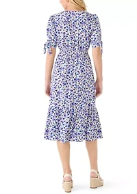 Women's Button Front Floral Midi Dress