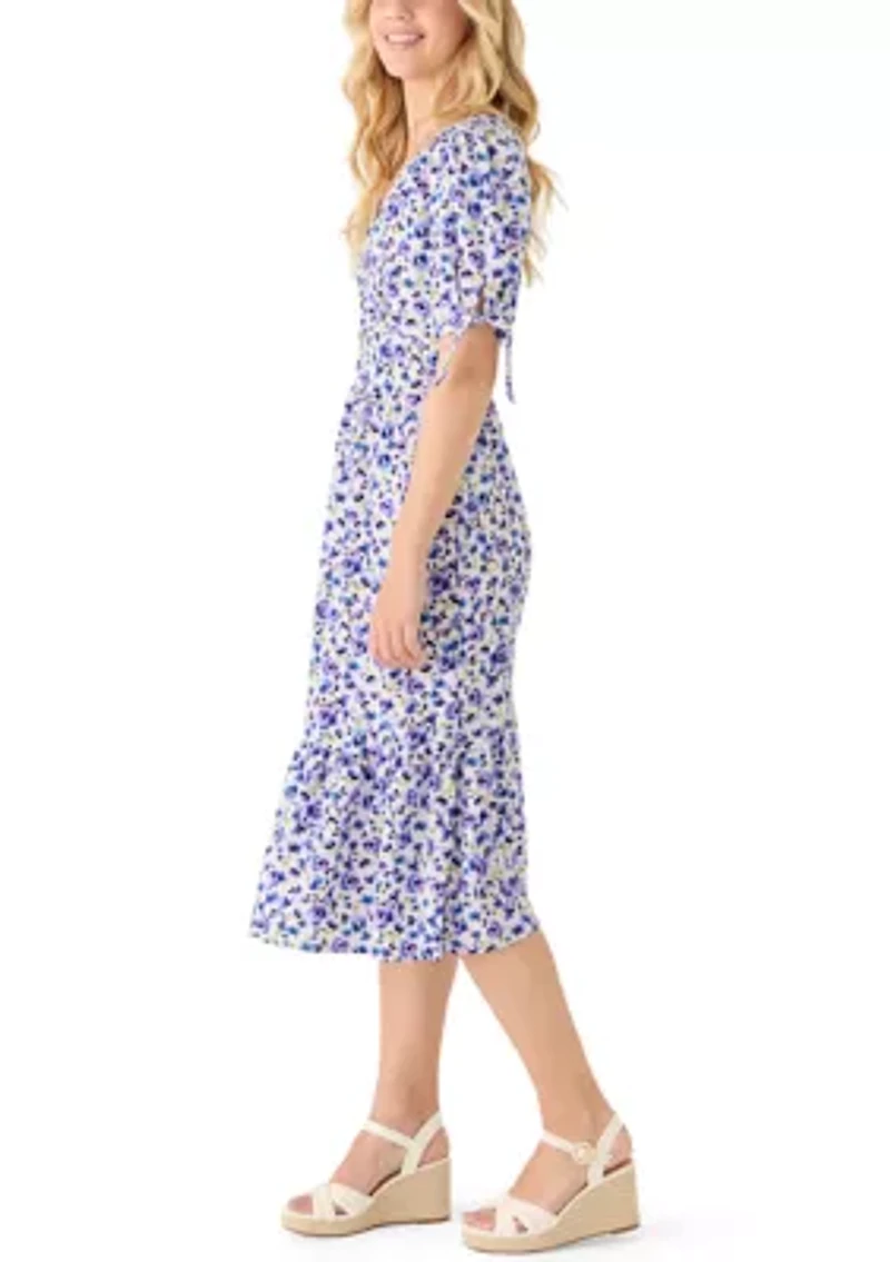 Women's Button Front Floral Midi Dress